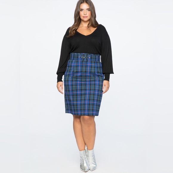 ELOQUII Plaid Column Skirt - Picture 9 of 11